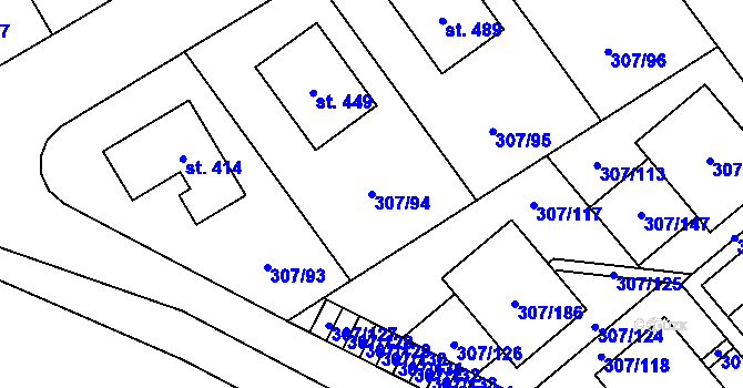 Parcela st. 307/94 v KÚ Herink, Katastrální mapa
