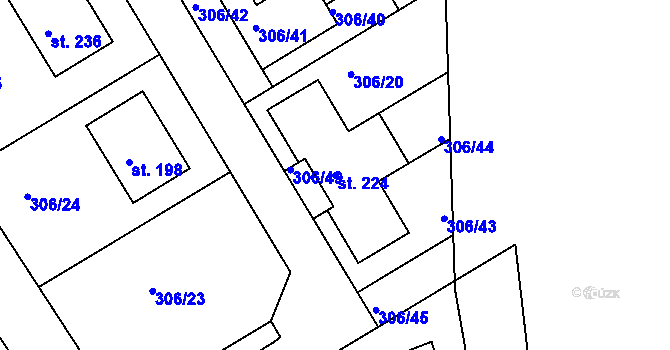 Parcela st. 224 v KÚ Herink, Katastrální mapa