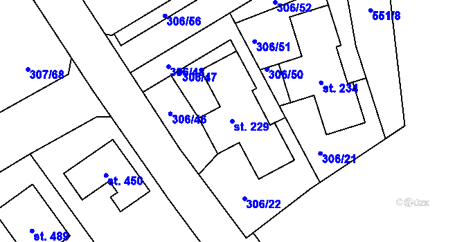 Parcela st. 229 v KÚ Herink, Katastrální mapa