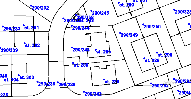 Parcela st. 259 v KÚ Herink, Katastrální mapa