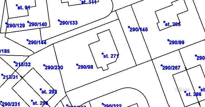 Parcela st. 271 v KÚ Herink, Katastrální mapa