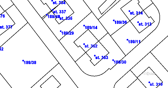 Parcela st. 352 v KÚ Herink, Katastrální mapa