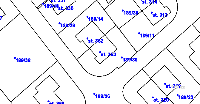 Parcela st. 353 v KÚ Herink, Katastrální mapa