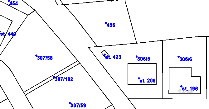 Parcela st. 423 v KÚ Herink, Katastrální mapa