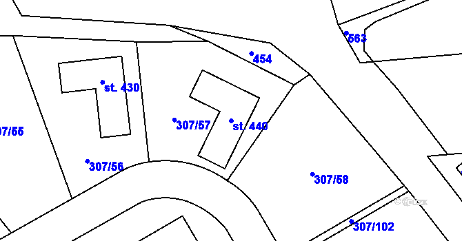 Parcela st. 440 v KÚ Herink, Katastrální mapa