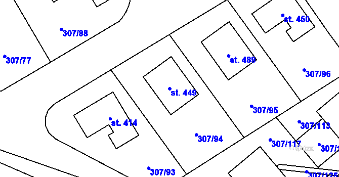 Parcela st. 449 v KÚ Herink, Katastrální mapa