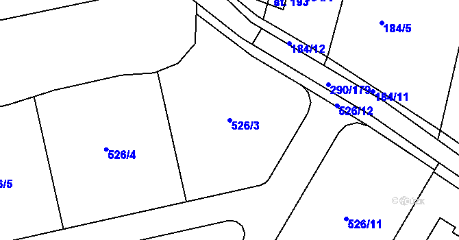 Parcela st. 526/3 v KÚ Herink, Katastrální mapa