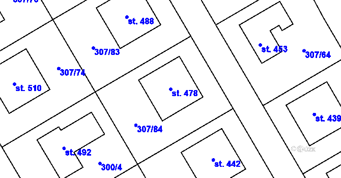 Parcela st. 478 v KÚ Herink, Katastrální mapa