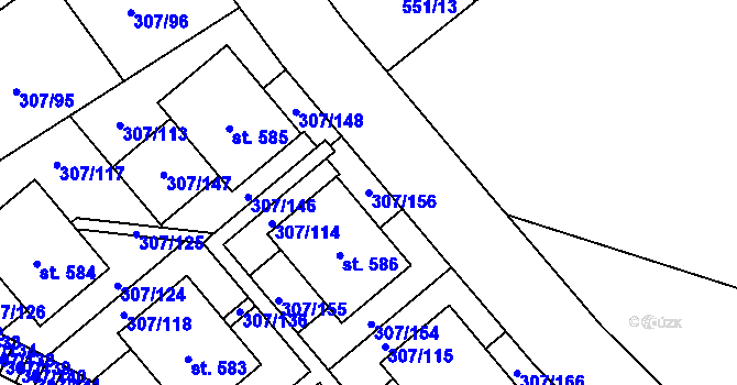 Parcela st. 307/156 v KÚ Herink, Katastrální mapa