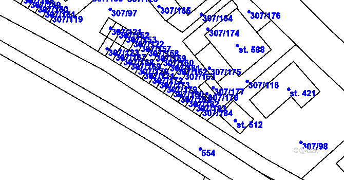 Parcela st. 307/180 v KÚ Herink, Katastrální mapa