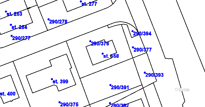 Parcela st. 558 v KÚ Herink, Katastrální mapa
