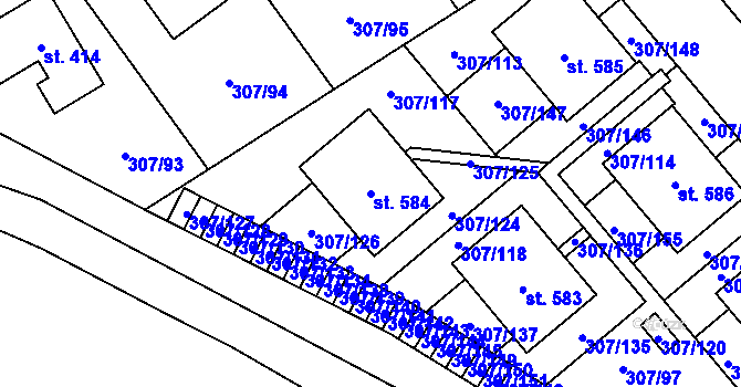 Parcela st. 584 v KÚ Herink, Katastrální mapa