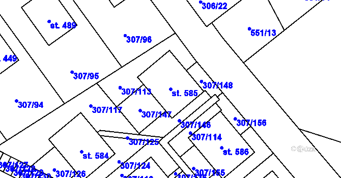 Parcela st. 585 v KÚ Herink, Katastrální mapa