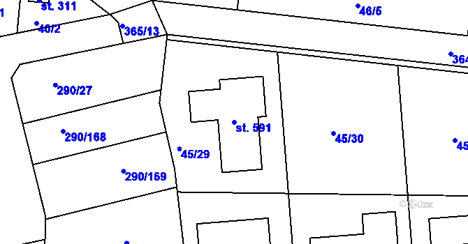 Parcela st. 591 v KÚ Herink, Katastrální mapa