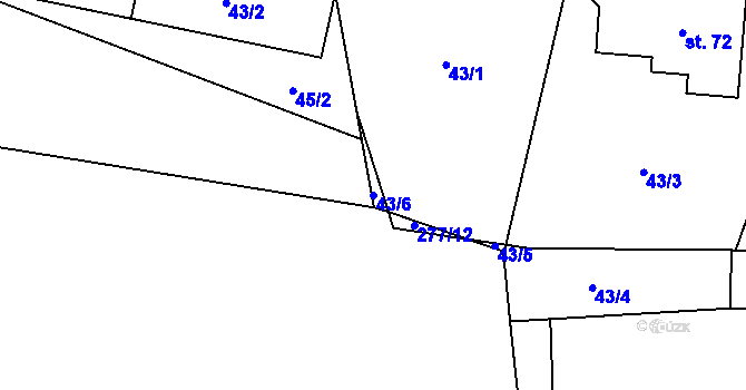Parcela st. 43/6 v KÚ Chomutovice u Dobřejovic, Katastrální mapa