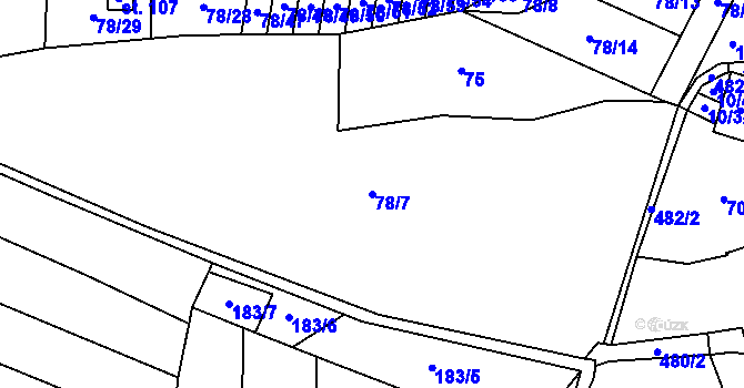 Parcela st. 78/7 v KÚ Chomutovice u Dobřejovic, Katastrální mapa