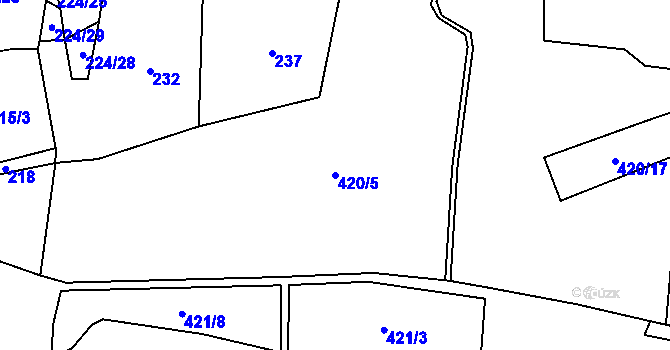Parcela st. 420/5 v KÚ Chomutovice u Dobřejovic, Katastrální mapa