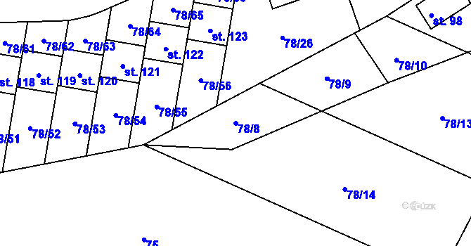 Parcela st. 78/8 v KÚ Chomutovice u Dobřejovic, Katastrální mapa