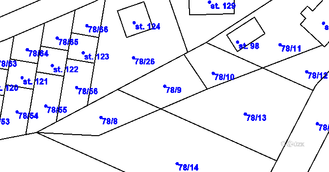 Parcela st. 78/9 v KÚ Chomutovice u Dobřejovic, Katastrální mapa