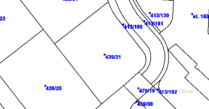 Parcela st. 439/31 v KÚ Chomutovice u Dobřejovic, Katastrální mapa