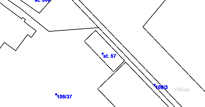 Parcela st. 57 v KÚ Modletice u Dobřejovic, Katastrální mapa