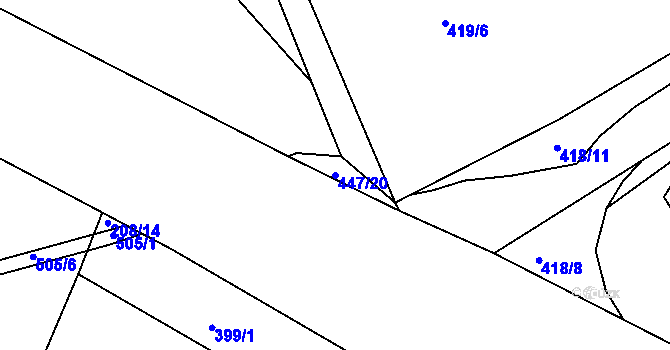 Parcela st. 447/20 v KÚ Modletice u Dobřejovic, Katastrální mapa