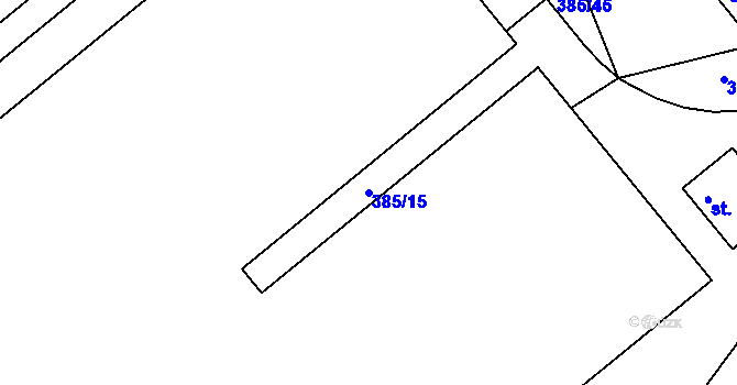 Parcela st. 385/15 v KÚ Modletice u Dobřejovic, Katastrální mapa