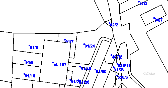Parcela st. 91/24 v KÚ Modletice u Dobřejovic, Katastrální mapa