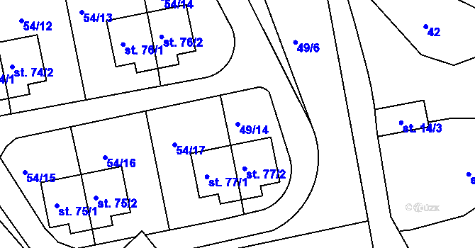 Parcela st. 49/14 v KÚ Modletice u Dobřejovic, Katastrální mapa