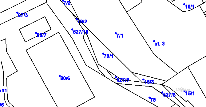 Parcela st. 79/1 v KÚ Modletice u Dobřejovic, Katastrální mapa