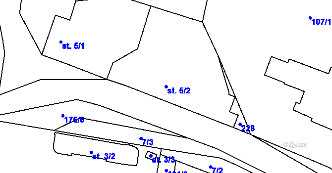 Parcela st. 5/2 v KÚ Popovičky, Katastrální mapa