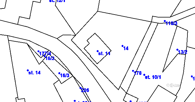 Parcela st. 11 v KÚ Popovičky, Katastrální mapa