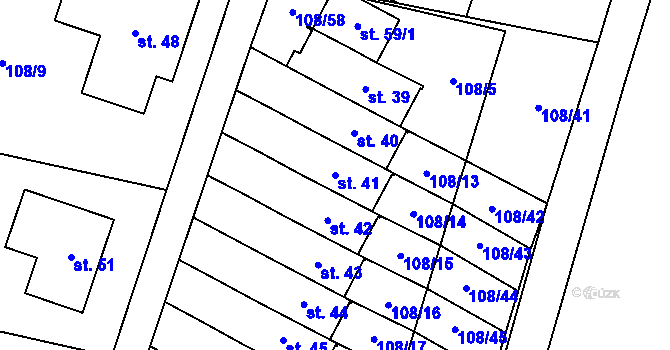 Parcela st. 41 v KÚ Popovičky, Katastrální mapa