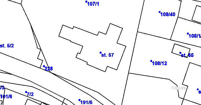 Parcela st. 57 v KÚ Popovičky, Katastrální mapa