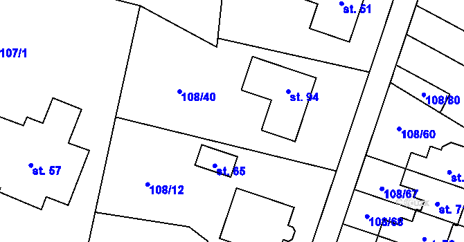 Parcela st. 108/11 v KÚ Popovičky, Katastrální mapa