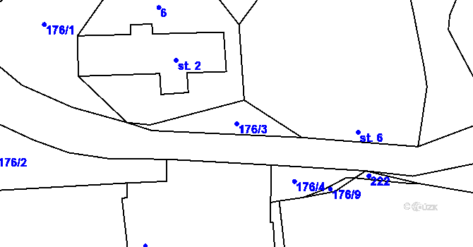 Parcela st. 176/3 v KÚ Popovičky, Katastrální mapa