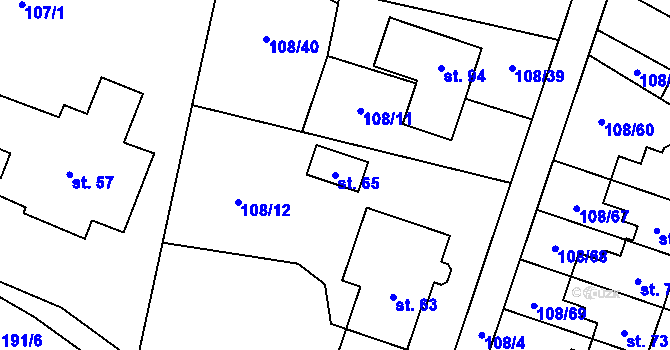 Parcela st. 65 v KÚ Popovičky, Katastrální mapa