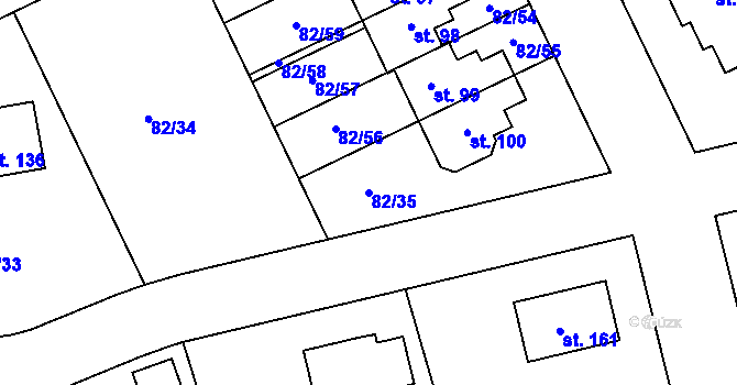 Parcela st. 82/35 v KÚ Popovičky, Katastrální mapa