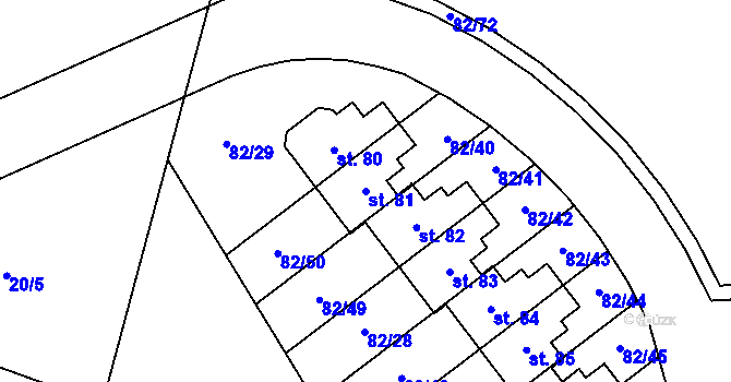 Parcela st. 81 v KÚ Popovičky, Katastrální mapa