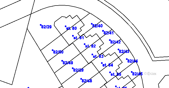Parcela st. 82 v KÚ Popovičky, Katastrální mapa