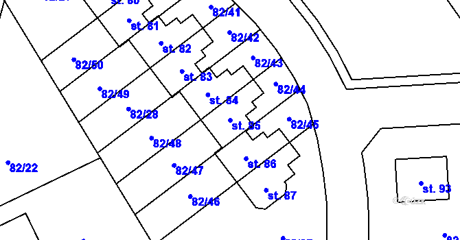 Parcela st. 85 v KÚ Popovičky, Katastrální mapa