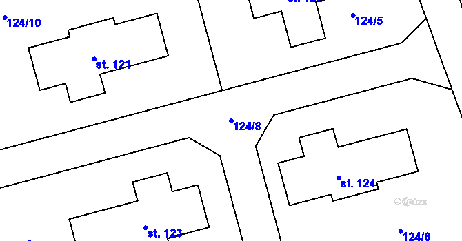 Parcela st. 124/8 v KÚ Popovičky, Katastrální mapa