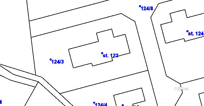 Parcela st. 123 v KÚ Popovičky, Katastrální mapa