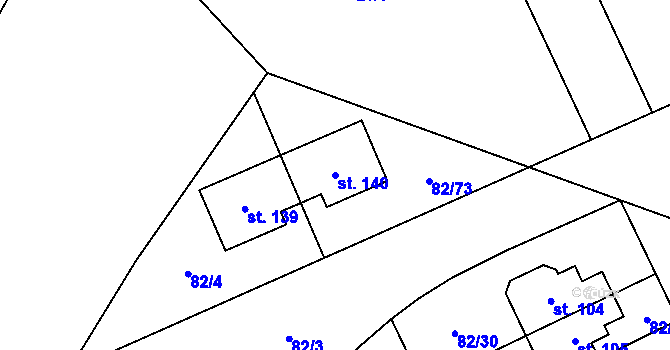 Parcela st. 140 v KÚ Popovičky, Katastrální mapa