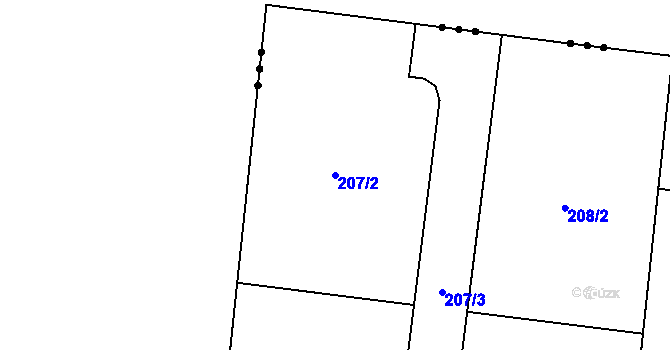 Parcela st. 207/2 v KÚ Popovičky, Katastrální mapa