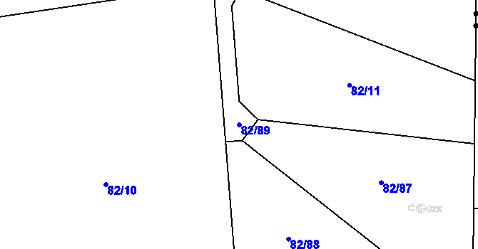 Parcela st. 82/89 v KÚ Popovičky, Katastrální mapa
