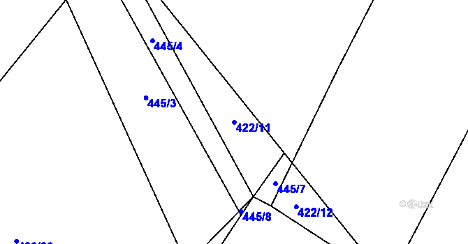 Parcela st. 422/11 v KÚ Dobřeň, Katastrální mapa