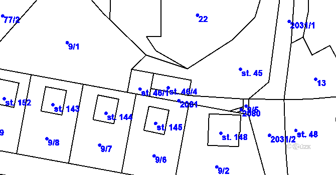 Parcela st. 46/4 v KÚ Jestřebice u Kokořína, Katastrální mapa