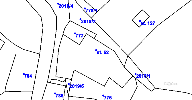 Parcela st. 62 v KÚ Jestřebice u Kokořína, Katastrální mapa