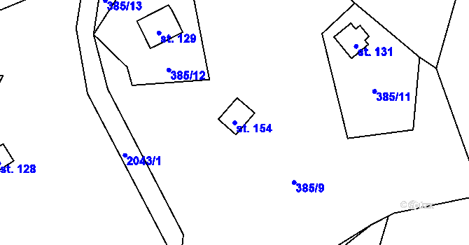 Parcela st. 154 v KÚ Jestřebice u Kokořína, Katastrální mapa
